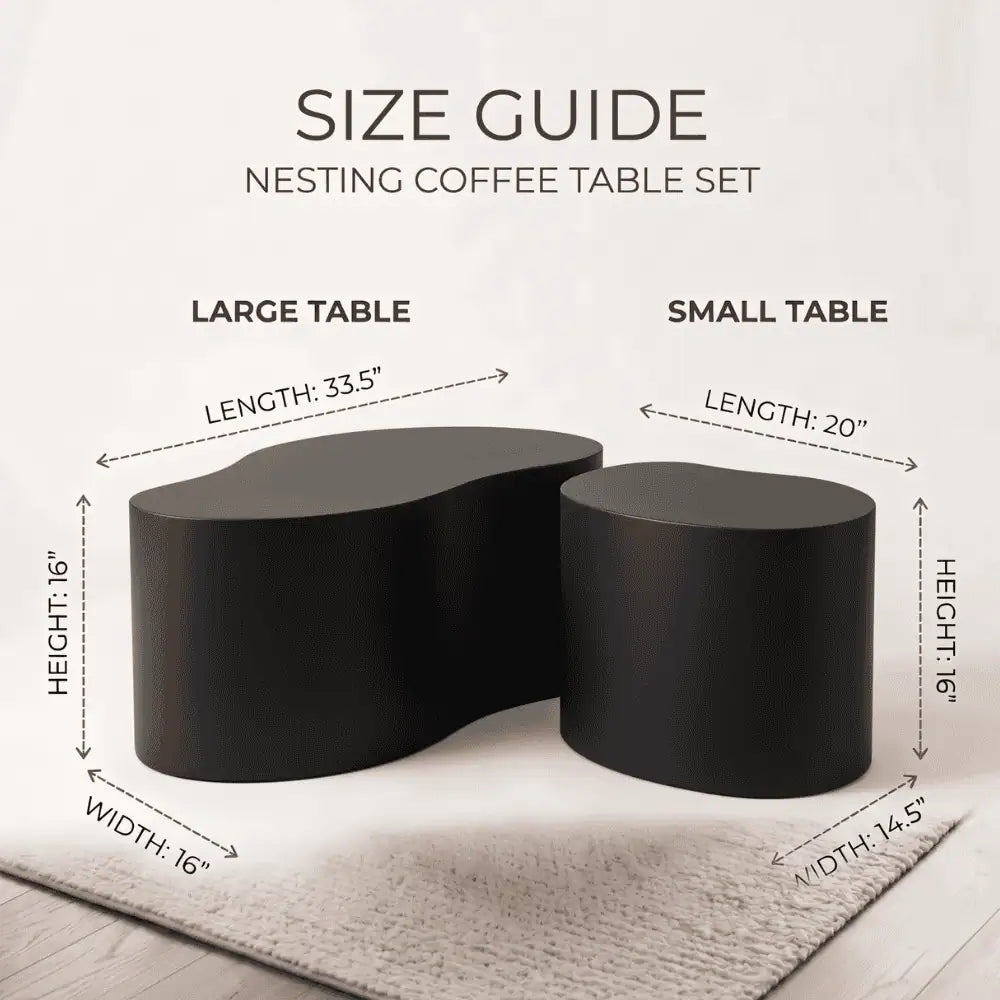 Drop Shaped Nesting Tables Set of 2 in Black
