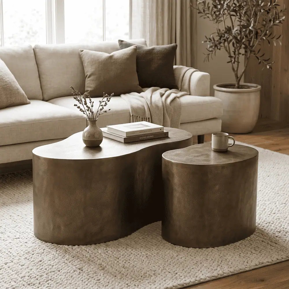 Drop Shaped Nesting Tables Set of 2 in Antique Finish