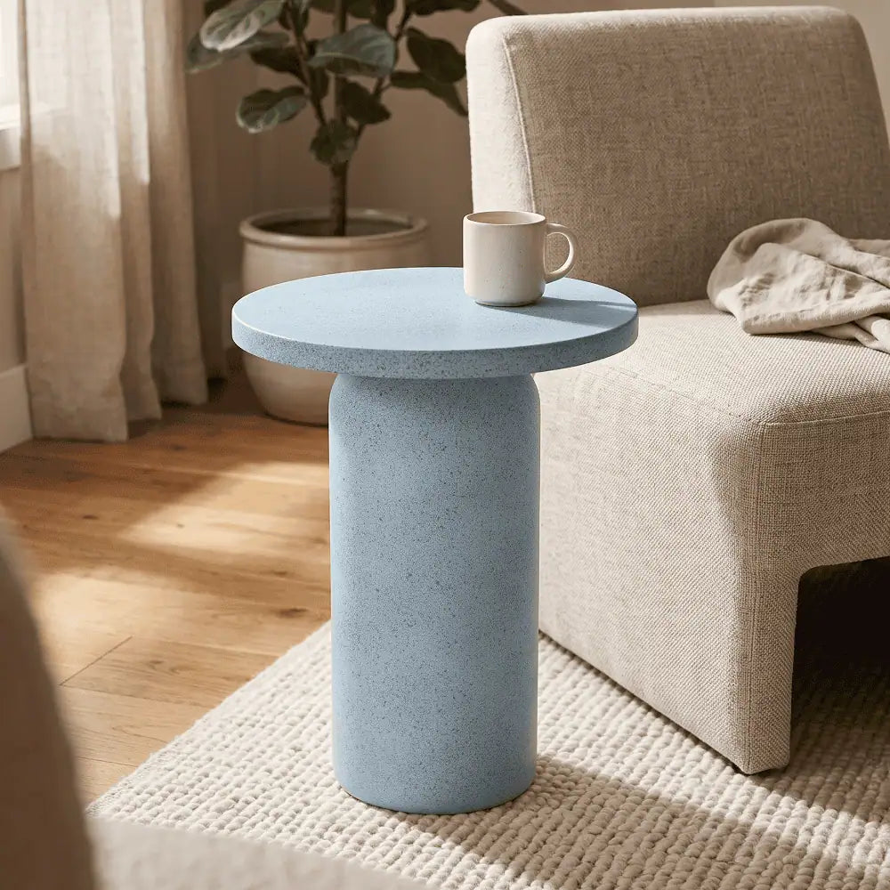 Oslo Round Side Table in Sky Blue