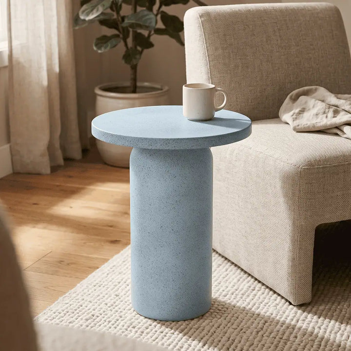 Oslo Round Side Table in Sky Blue