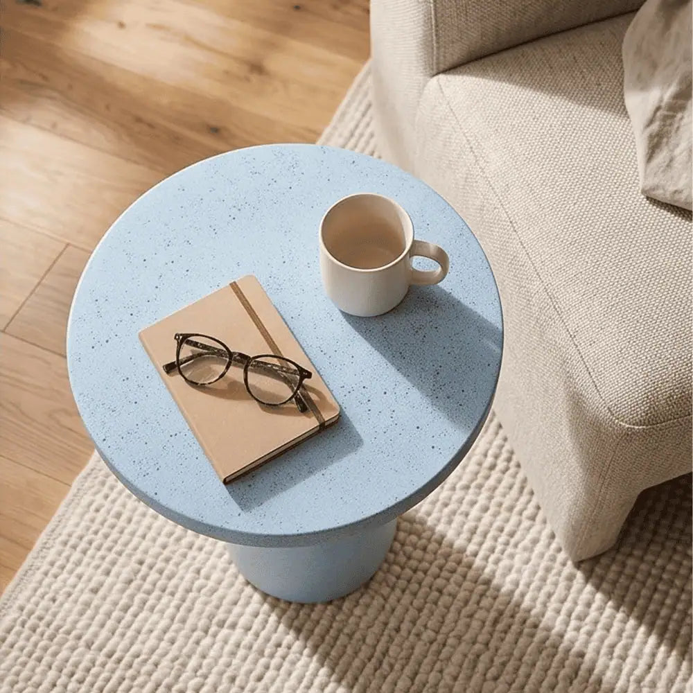 Oslo Round Side Table in Sky Blue