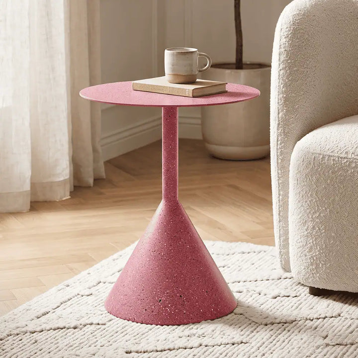 Round Terrazzo Metal Side Table in Pink