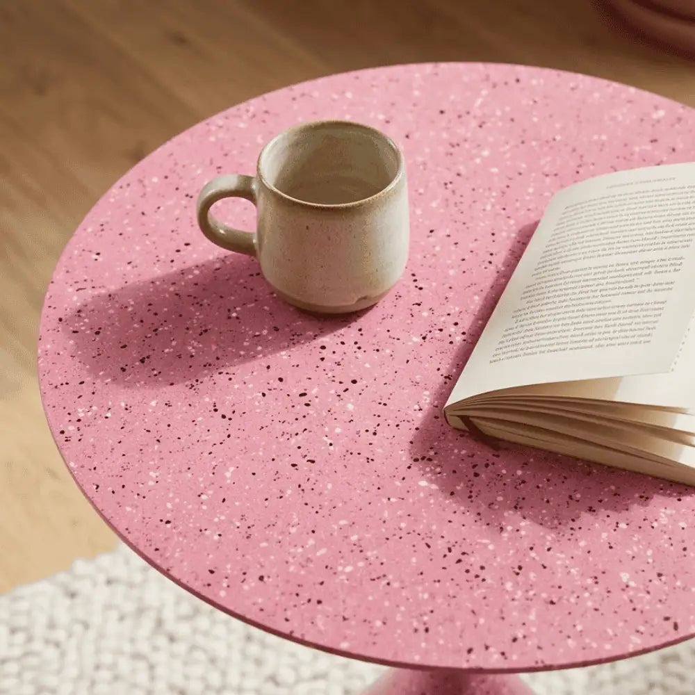 Round Terrazzo Metal Side Table in Pink