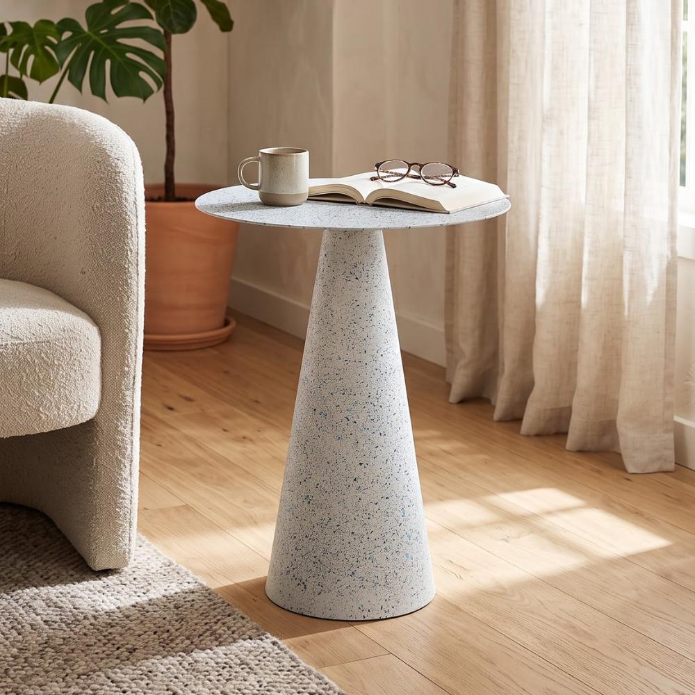 Pedestal Side Table with Sculptural Base