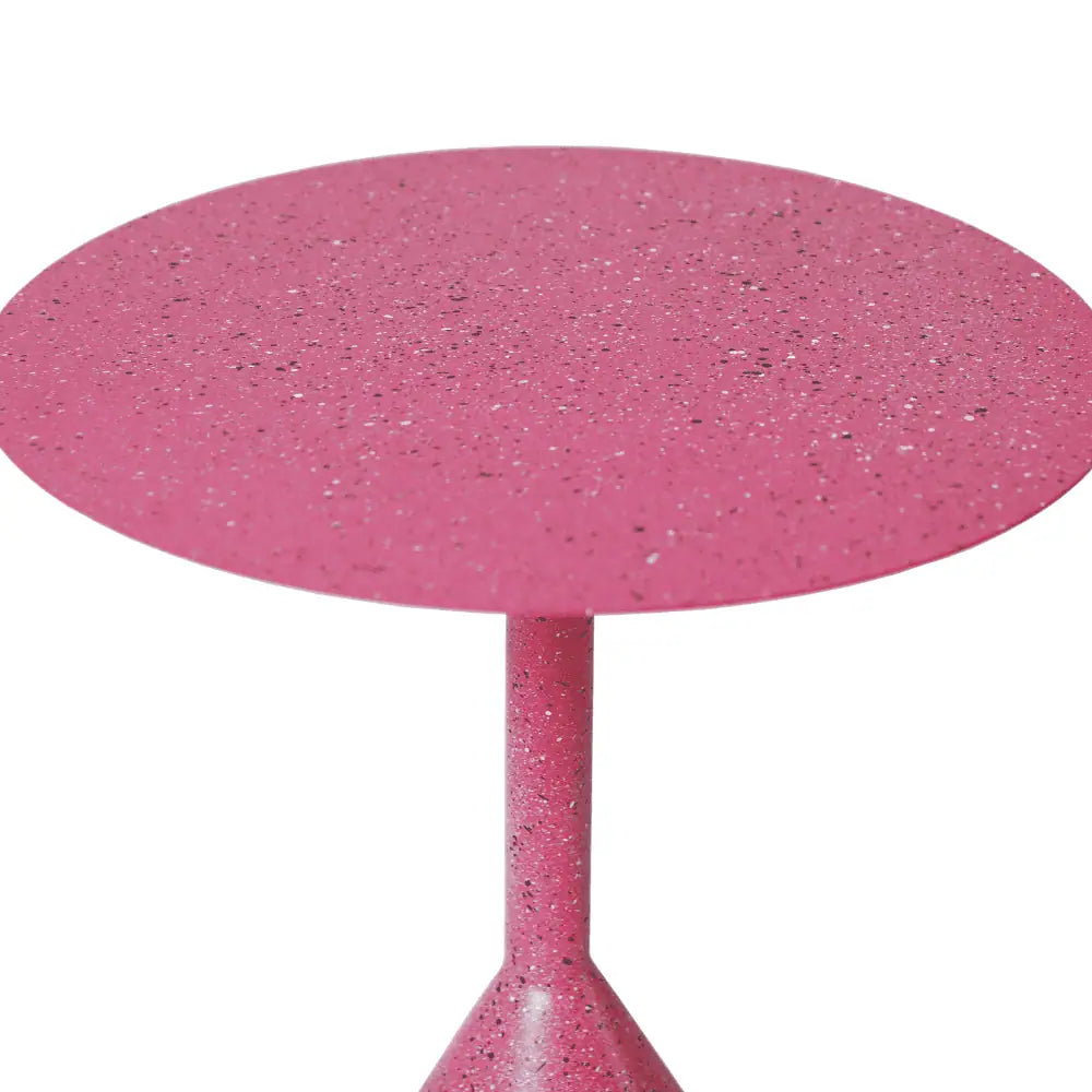 Round Terrazzo Metal Side Table in Pink