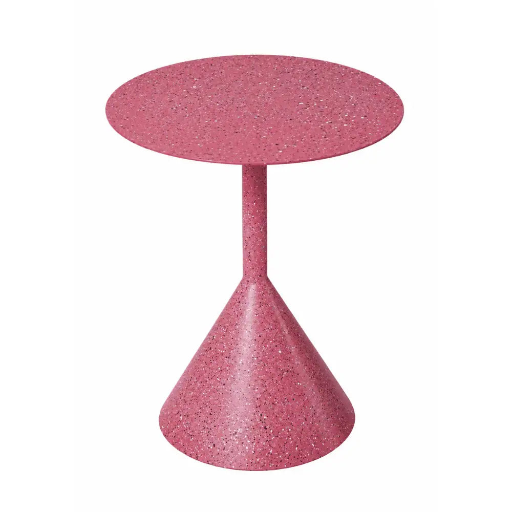 Round Terrazzo Metal Side Table in Pink
