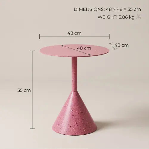Round Terrazzo Metal Side Table in Pink