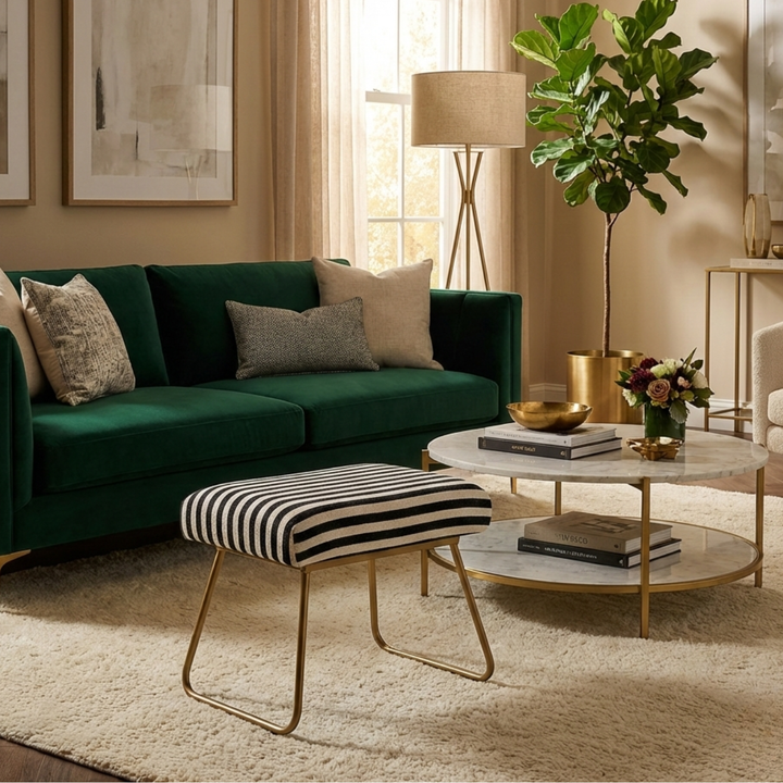 Bohemian Jacquard Metallic Stool