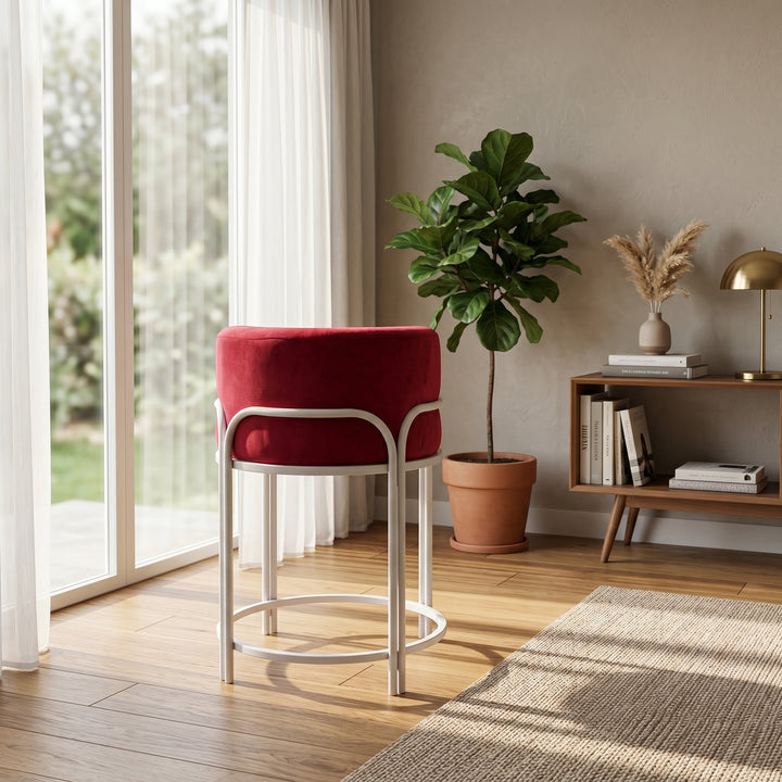 Orion Velvet Vanity Stool White